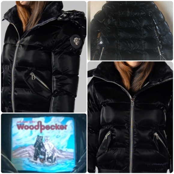 WOODPECKER WOODY BOMBER JACKET - ALL WET BLACK New - Picture 1 of 16